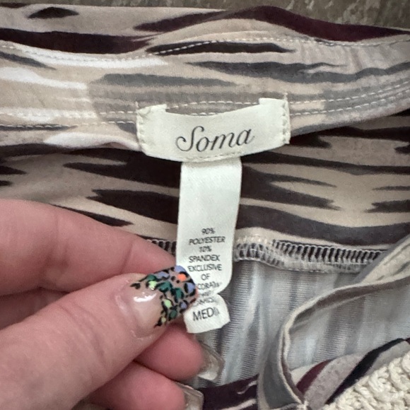 Soma Cream, purple and Brown Maxi Nightgown - Picture 3 of 5